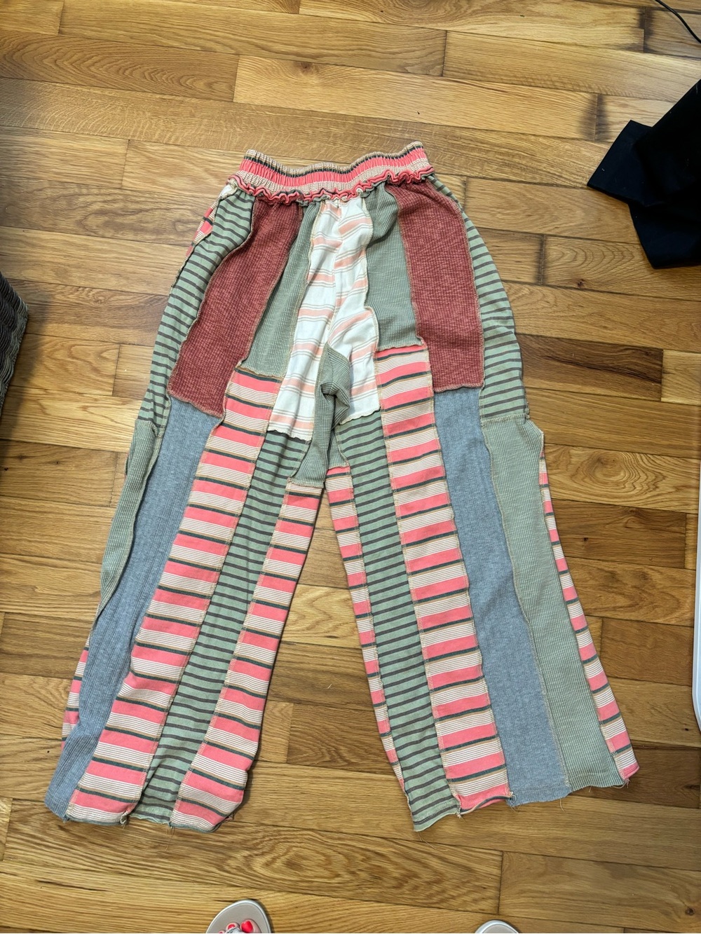 Oli and Hali Eclectic Stripes Wide Leg Pants Small 100% Cotton